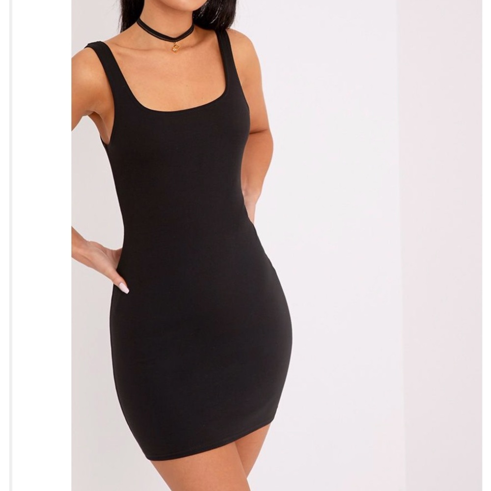 Black Scoop Neck Tank Bodycon Dress